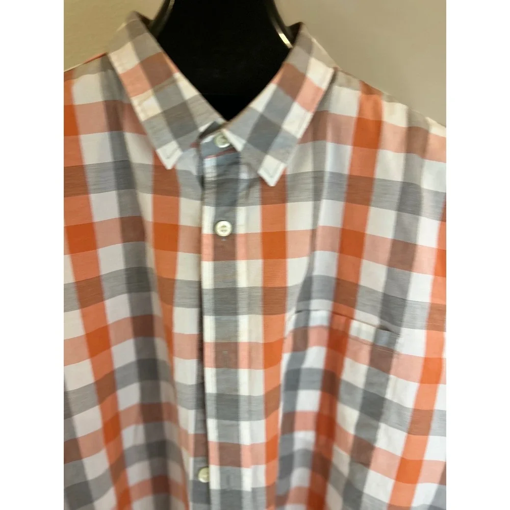 Banana Republic Tailored Slim Fit Plaid Button‎ Down Shirt Mens XL Orange